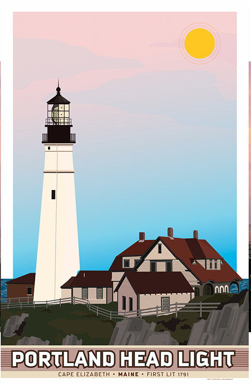 Portland Head Light Lighthouse Illustration