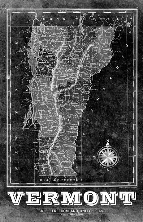 Vermont Vintage Remixed Map