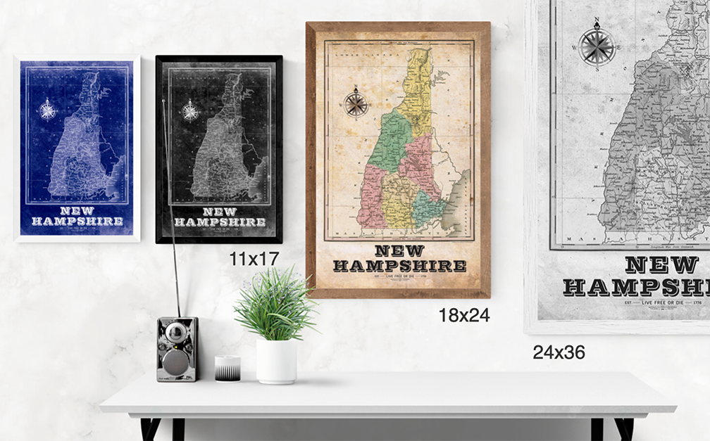 New Hampshire Vintage Remixed Map