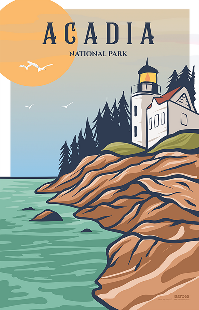 Acadia Lighthouse Illustration