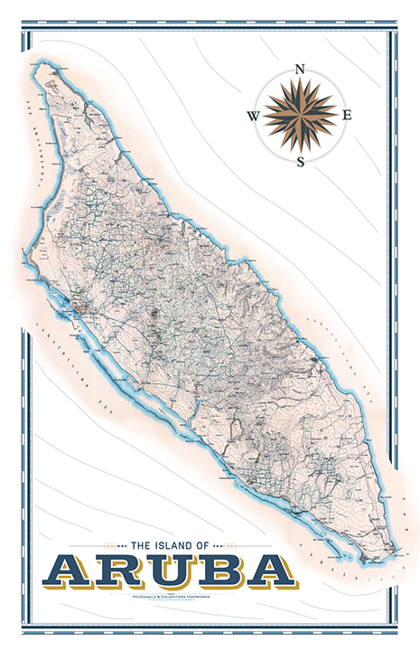 Aruba Vintage Remixed Map