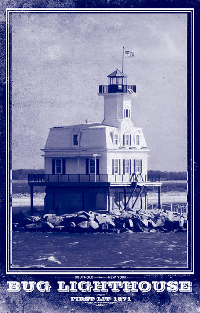 Bug Lighthouse Vintage Travel Poster