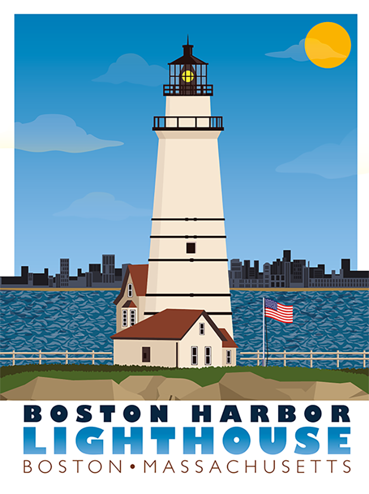 Boston Harbor Lighthouse Illustration