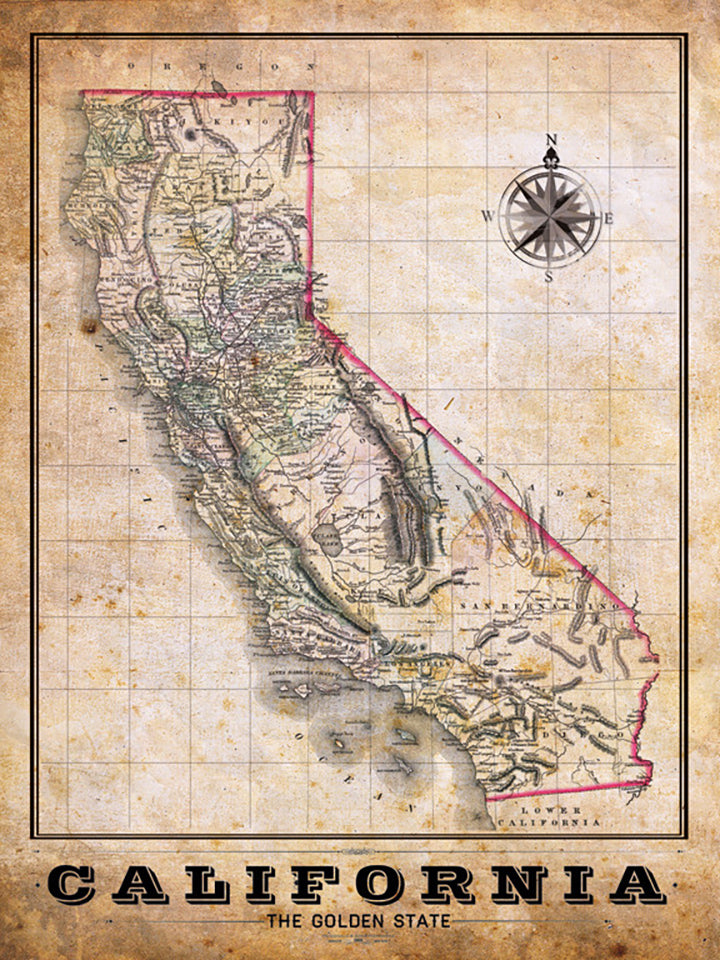 California Vintage Remixed Map