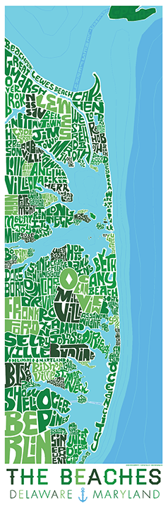 Delaware and Maryland Beaches Type Map