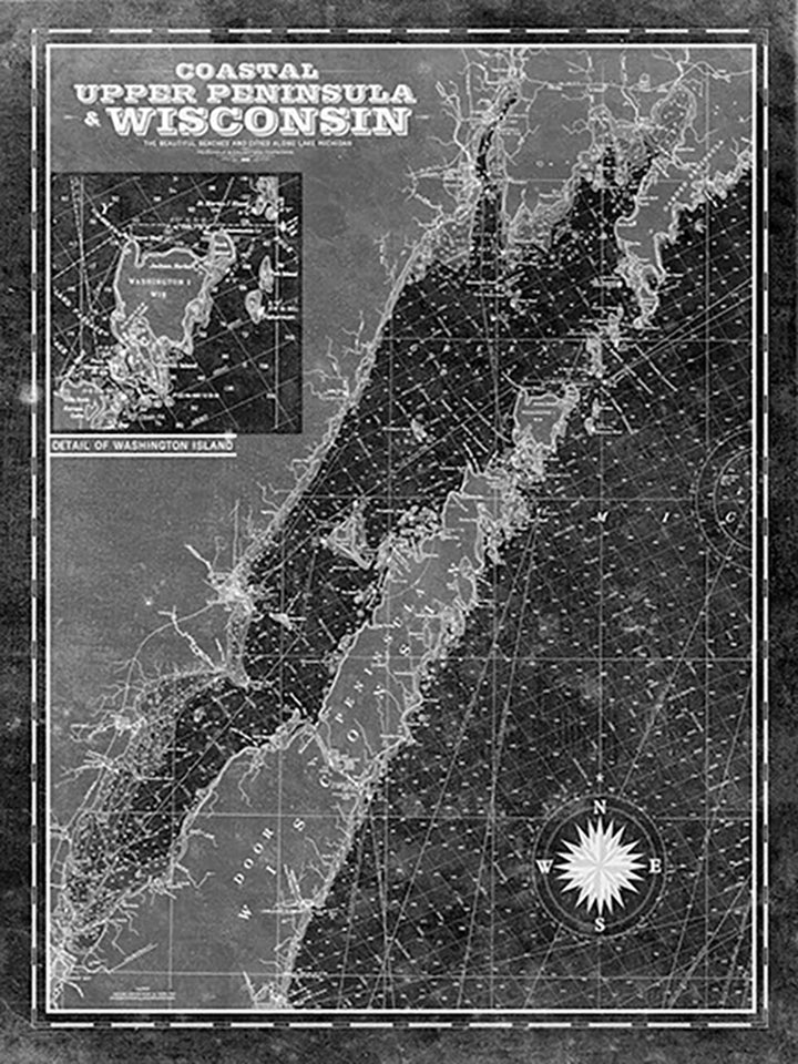 Door County, WI Vintage Nautical Map