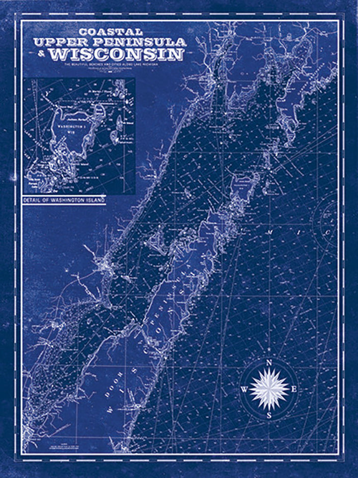 Door County, WI Vintage Nautical Map