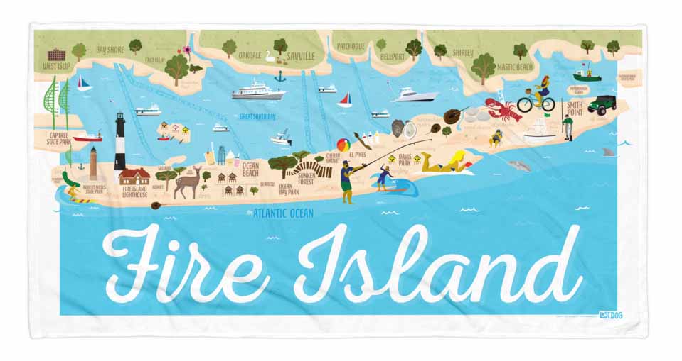 Fire Island Illustration Towel