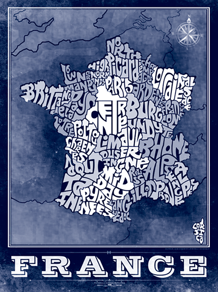 France Province Typography Map