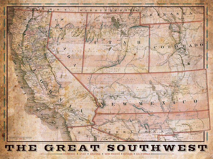 The Great Southwest Vintage Remixed Map