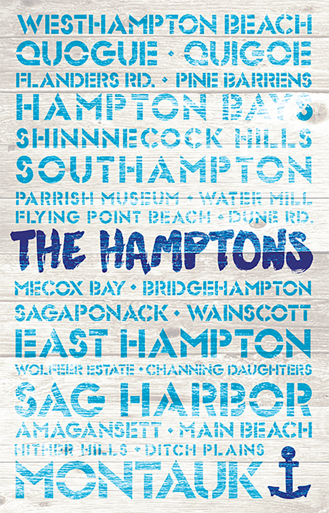 Hamptons Favorite Places Wooden Plank Replica Sign