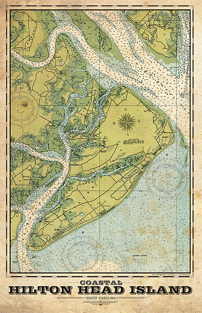 Hilton Head Vintage Nautical Map