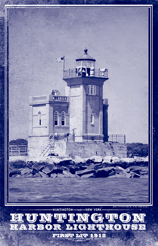 Huntington Harbor Lighthouse Vintage Travel Poster