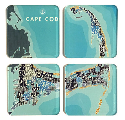 Type Map Acrylic Coaster 4 Pack Sets