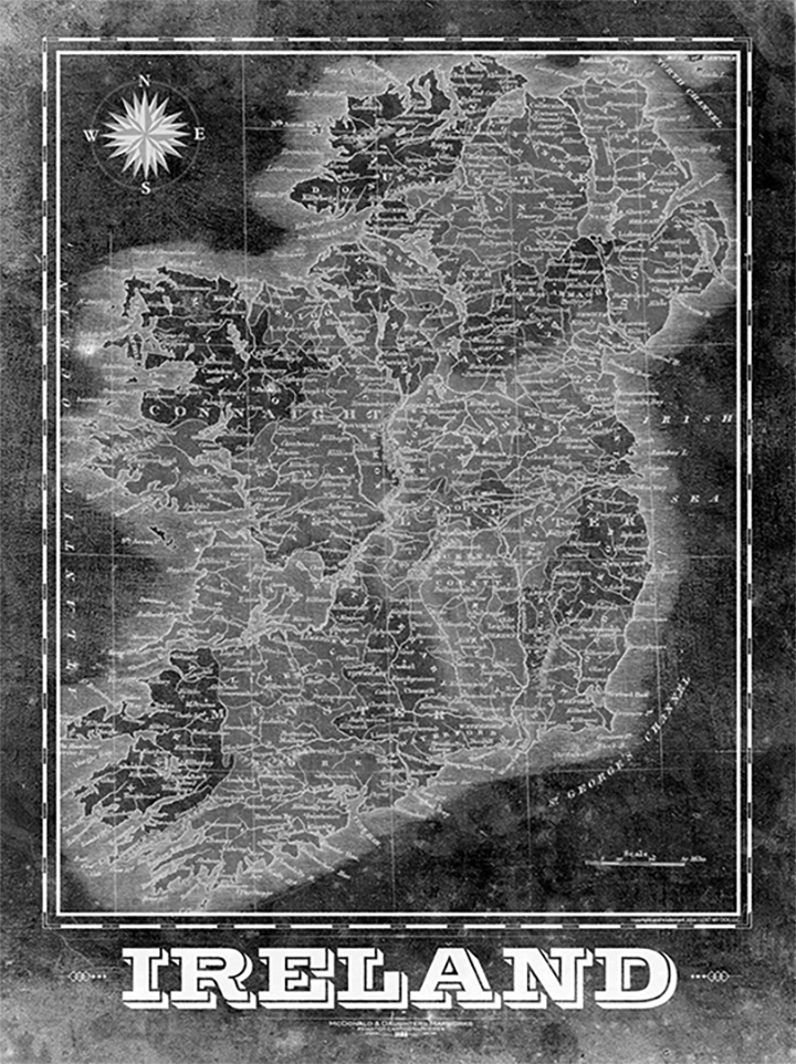 Ireland Vintage Remixed Map