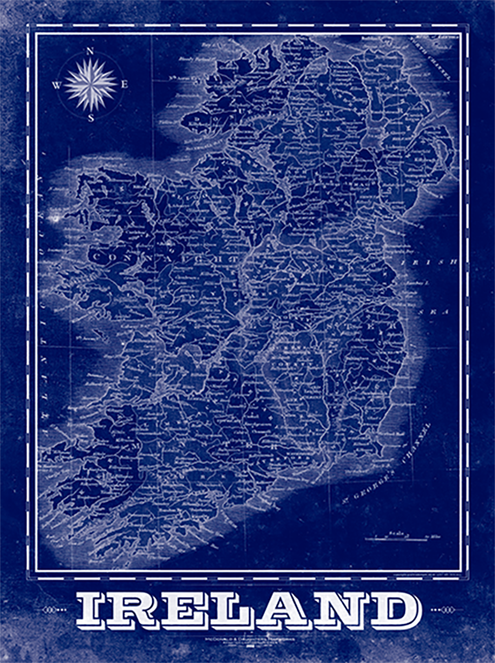 Ireland Vintage Remixed Map