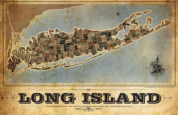 Long Island Towns Typography Map