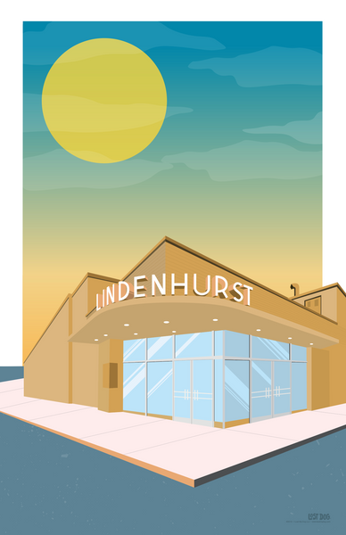 Lindenhurst Movie Theatre Illustration – LOST DOG Art & Frame
