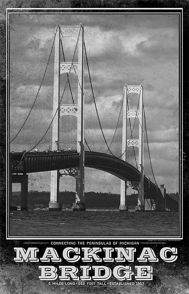 Mackinac Bridge Vintage Travel Poster