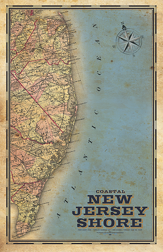 Jersey Shore Vintage Remixed Map
