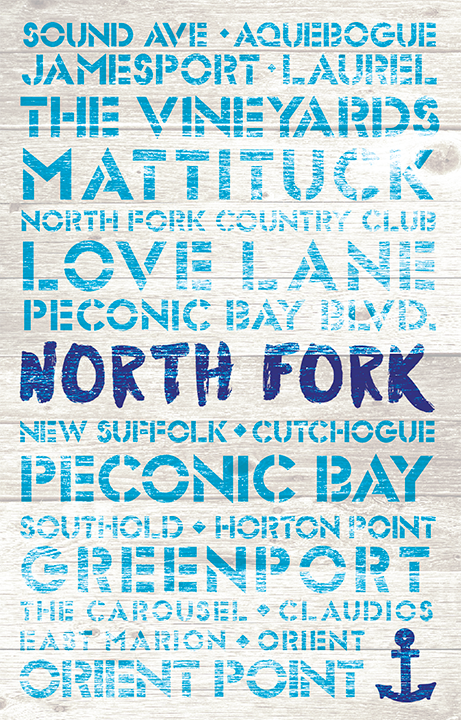 North Fork Favorite Places Wooden Plank Replica Sign