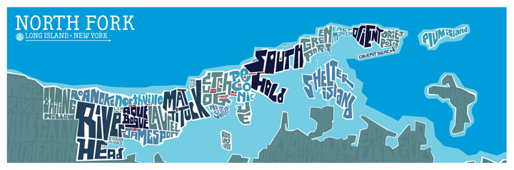 The North Fork Typography Map