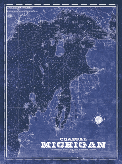 Northern Michigan Vintage Remixed Map