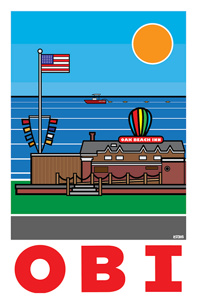 Oak Beach Island: Thick Line Series – LOST DOG Art & Frame