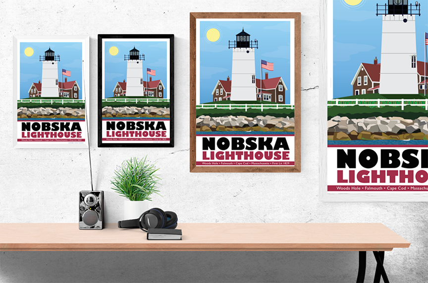 Nobska Lighthouse Illustration