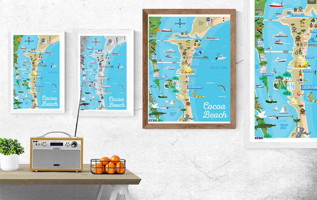 Cocoa Beach, FL Illustrated Map