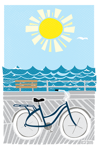 版画 リトグラフ「BICYCLE 」 Boardwalk Bike Ride – LOST DOG Art & Frame