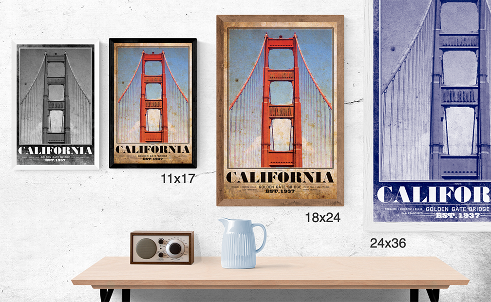 Golden Gate Bridge Vintage Travel Poster