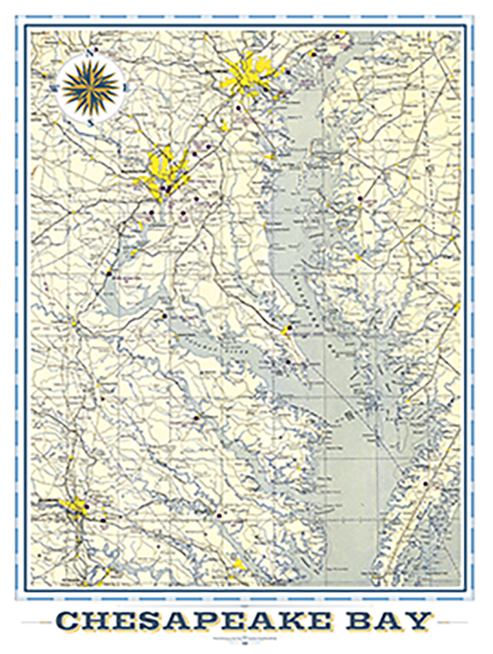 Chesapeake Bay Area Vintage Map