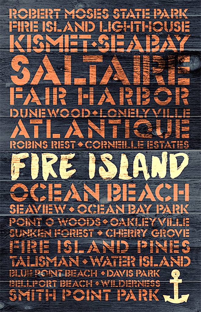 Fire Island Favorite Places Wooden Plank Replica Sign