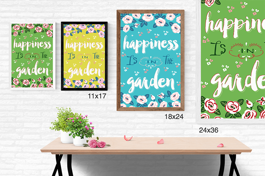 Happiness is in the Garden Illustration