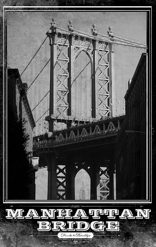 Manhattan Bridge Vintage Travel Poster