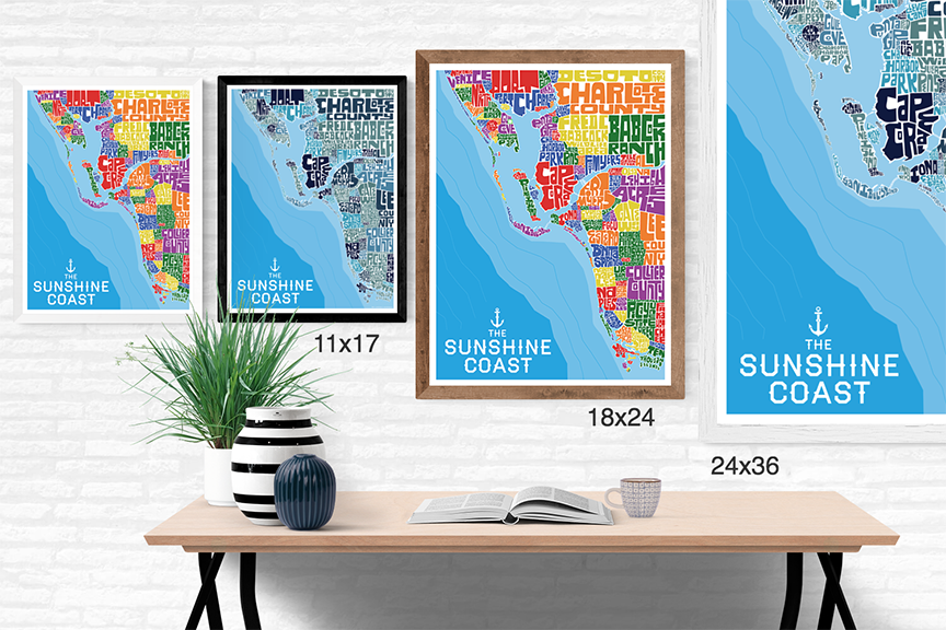 Fort Myers-Sanibel-Naples Area Typography Map