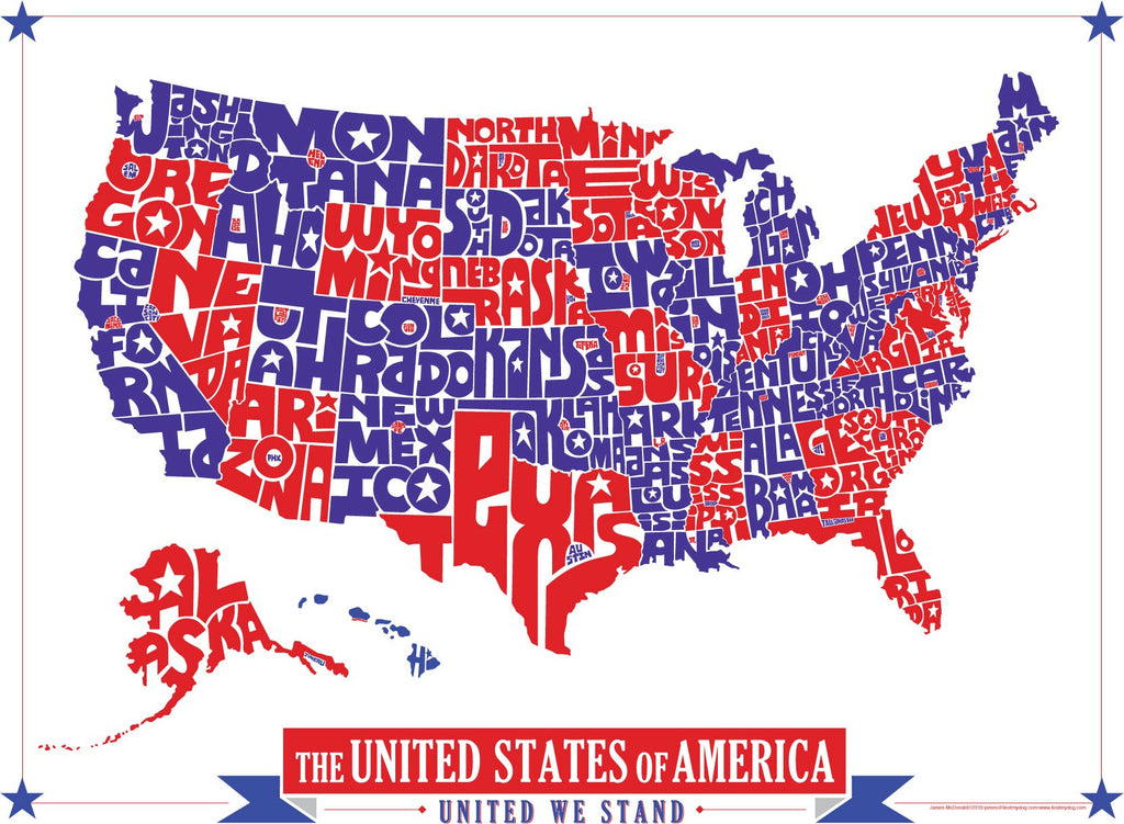 United States Hand Drawn Type Map