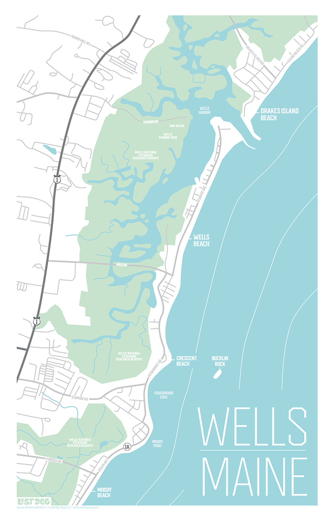 Wells Beach, Maine Line Map