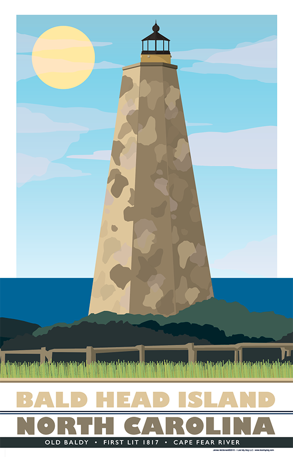 Bald Head Island "Old Baldy" Lighthouse Illustration