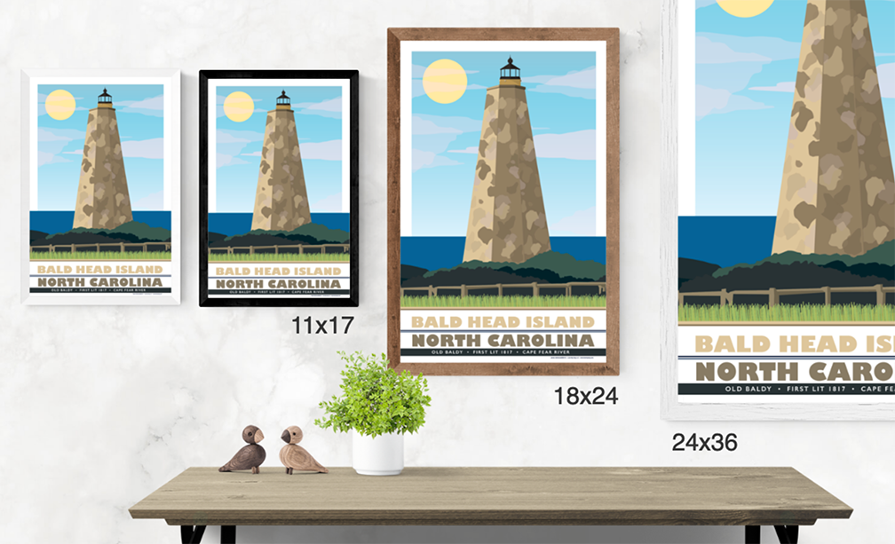 Bald Head Island "Old Baldy" Lighthouse Illustration