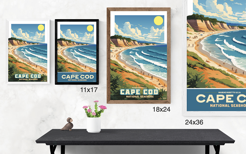 Cape Cod Cliffs Cape Cod National Seashore Cliffs Illustration – LOST DOG Art & Frame