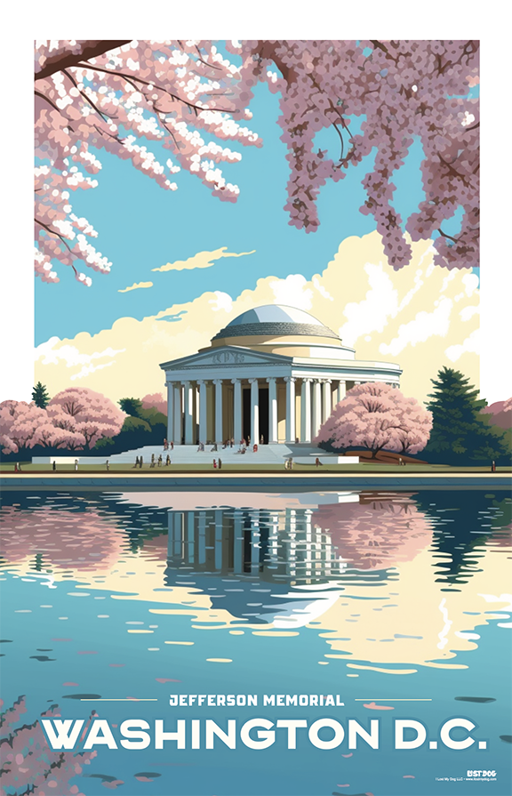 Jefferson Memorial Tidal Basin, Washington DC Illustration