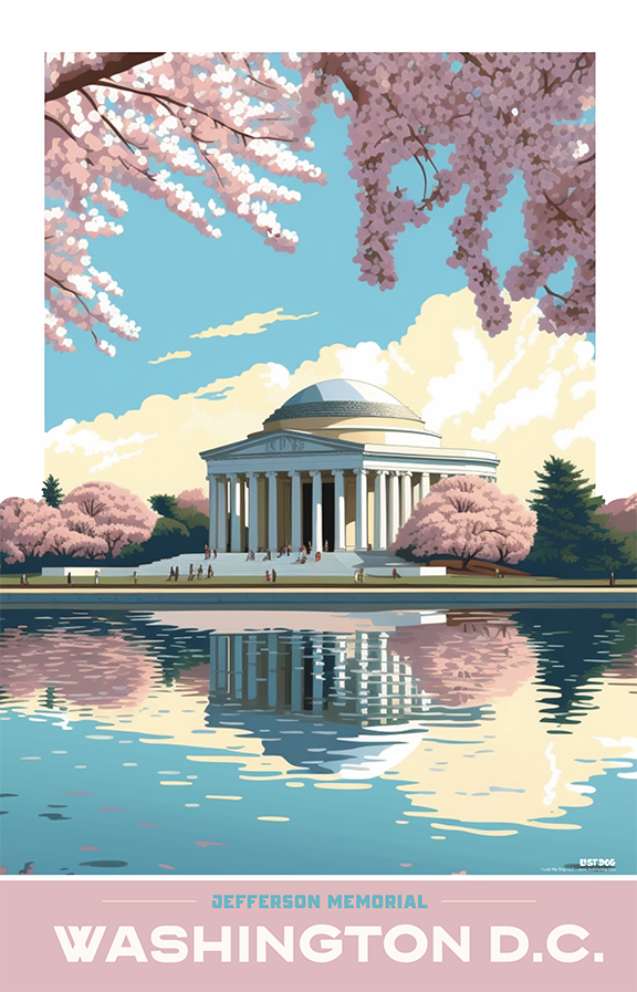 Jefferson Memorial Tidal Basin, Washington DC Illustration
