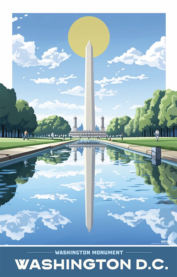 Washington Monumnet & Reflecting Pool, Washington DC Illustration