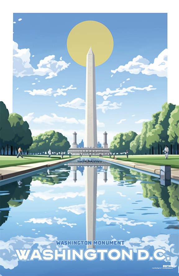 Washington Monumnet & Reflecting Pool, Washington DC Illustration