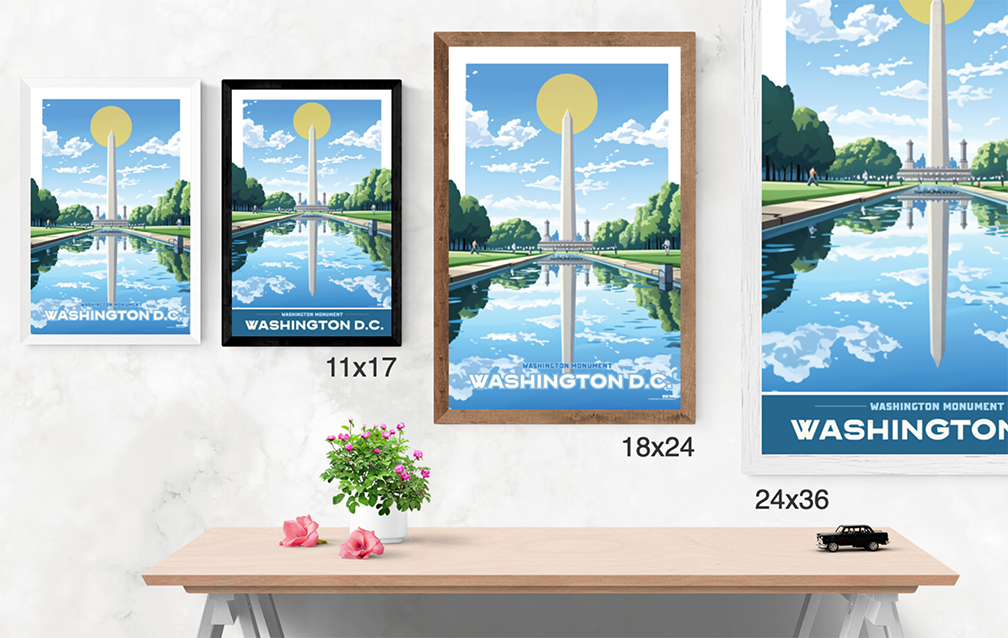 Washington Monumnet & Reflecting Pool, Washington DC Illustration