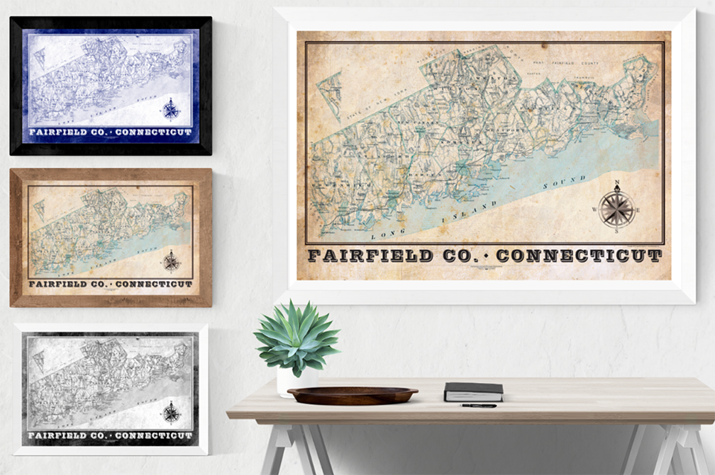 Fairfield County, Connecticut Vintage Remixed Map