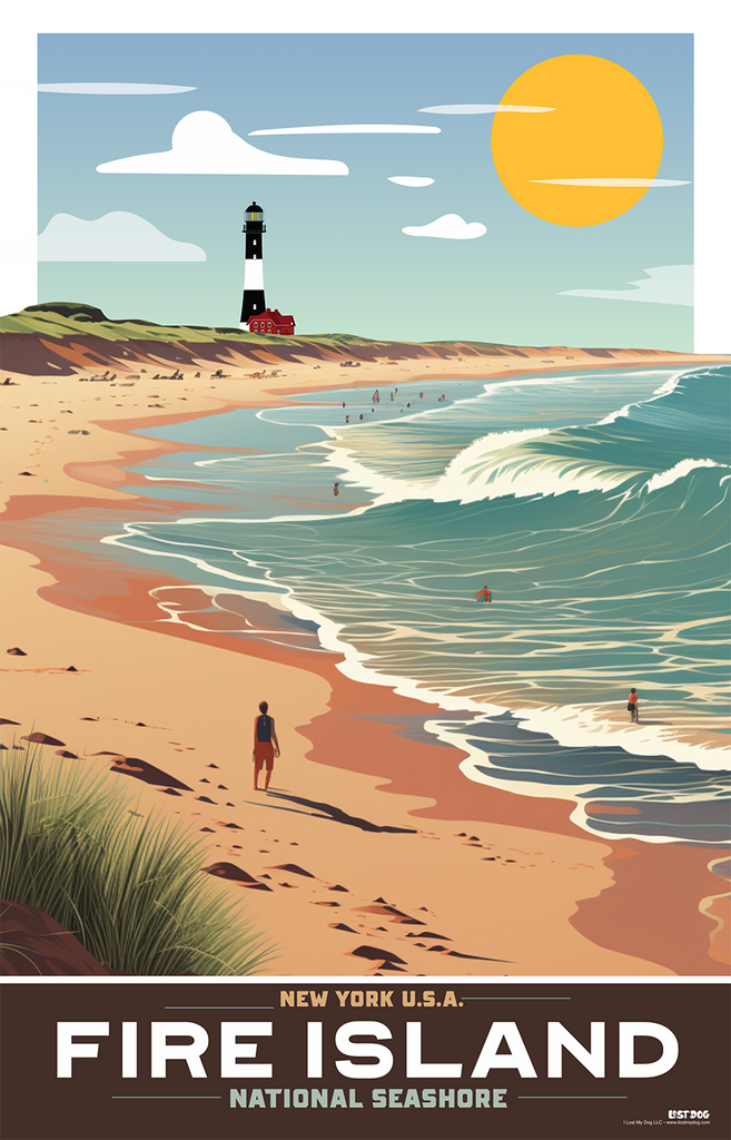 Fire Island Dunes and Lighthouse Illustration