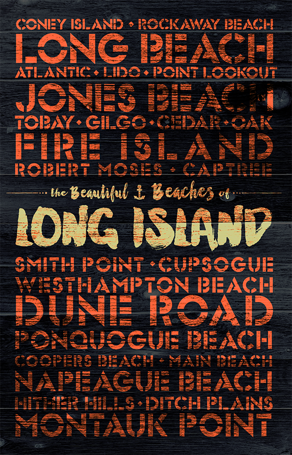 Long Island Favorite Beaches Wooden Plank Print